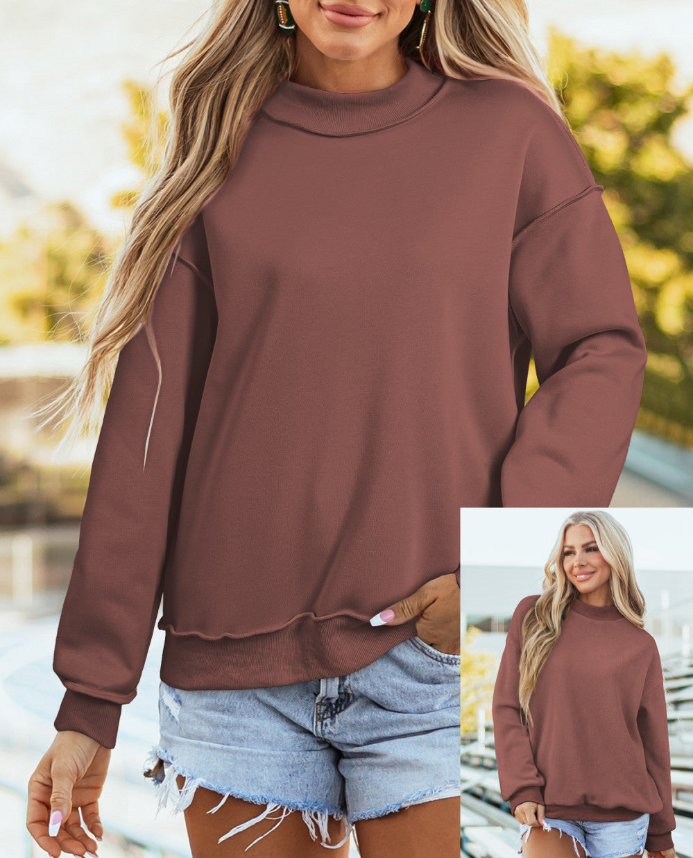 Oversized Mock Neck Sweatshirt