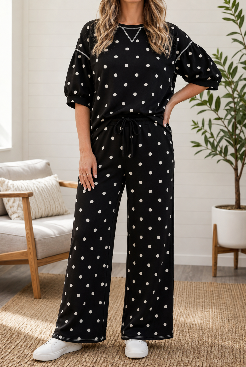Polka Dot Casual Set Full Run RTS