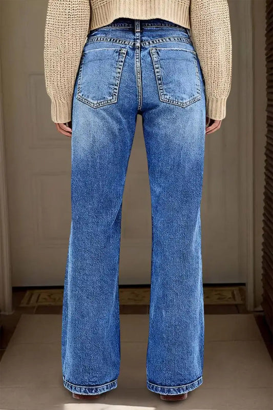 Acid Wash Straight Leg Jeans