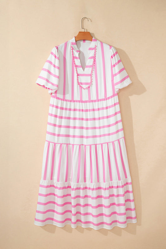 Pink Stripe Plus Maxi Dress