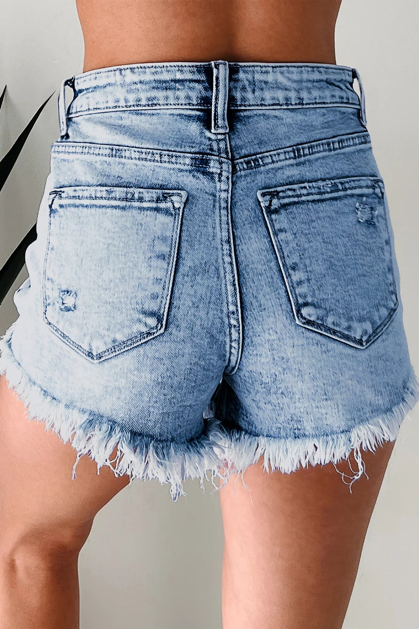 Blue Distressed Acid Wash Denim Shorties