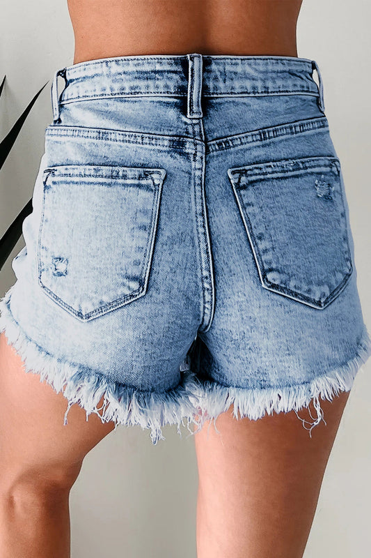 Blue Distressed Acid Wash Denim Shorties