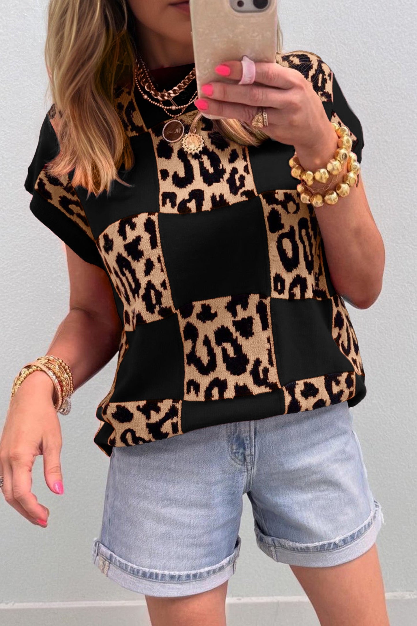 Leopard Checker Sweater FB