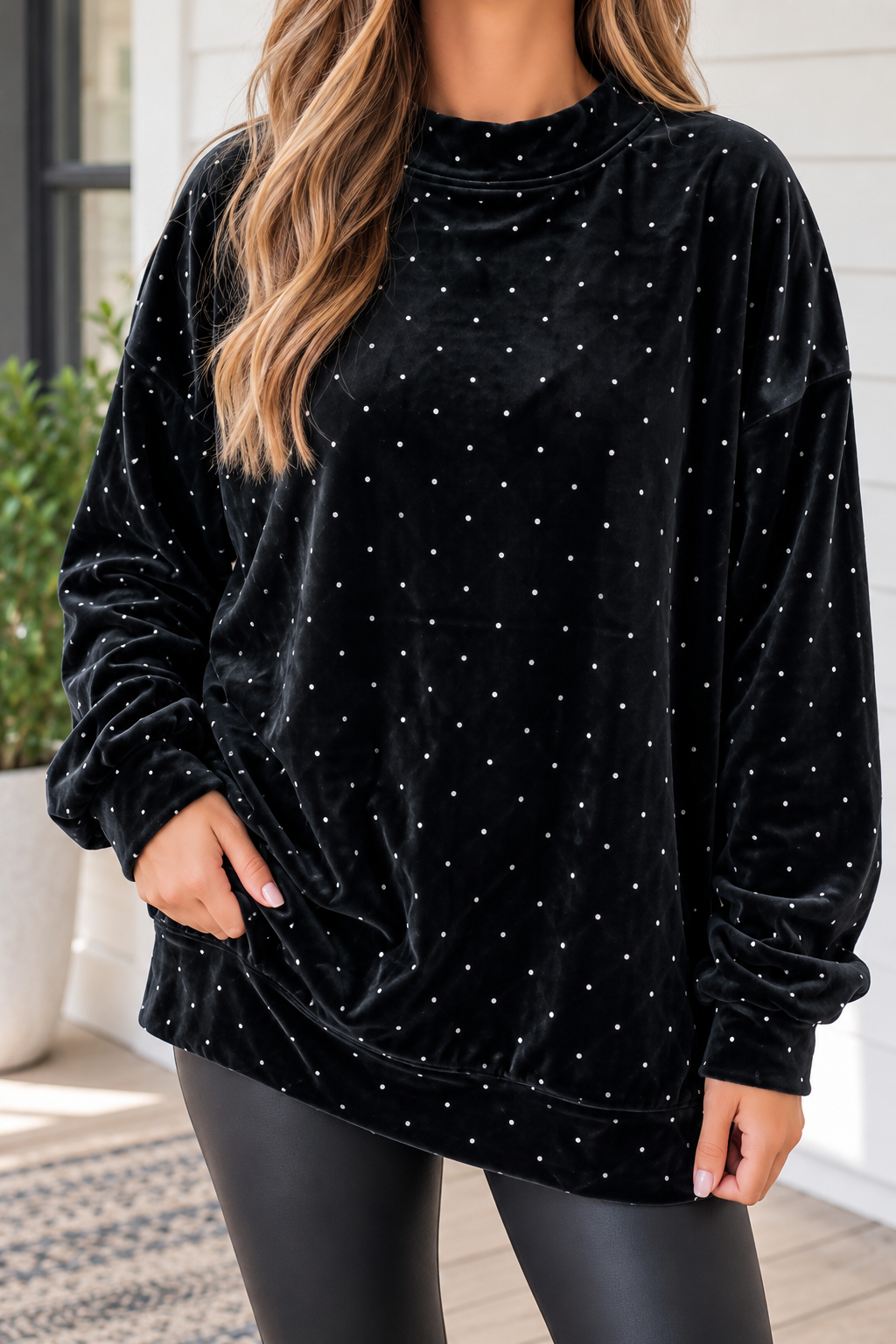 Velvet Polka Dot Sweatshirt