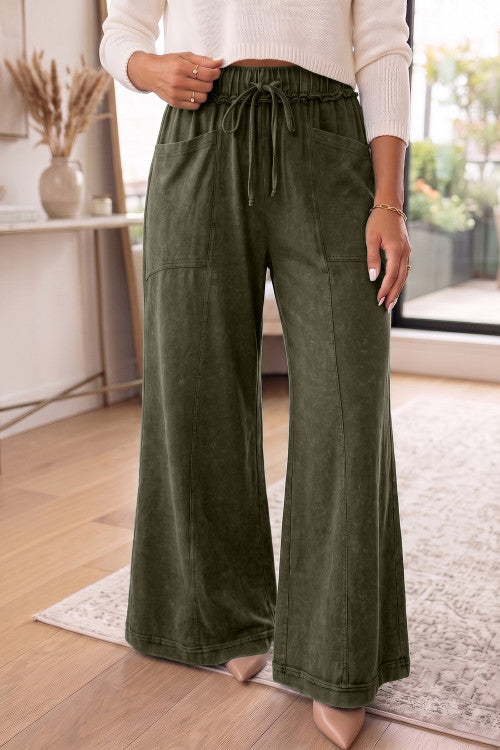 Trendy Mineral Wash Flare Pants