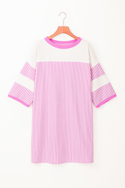 Purple Striped Patchwork Dress