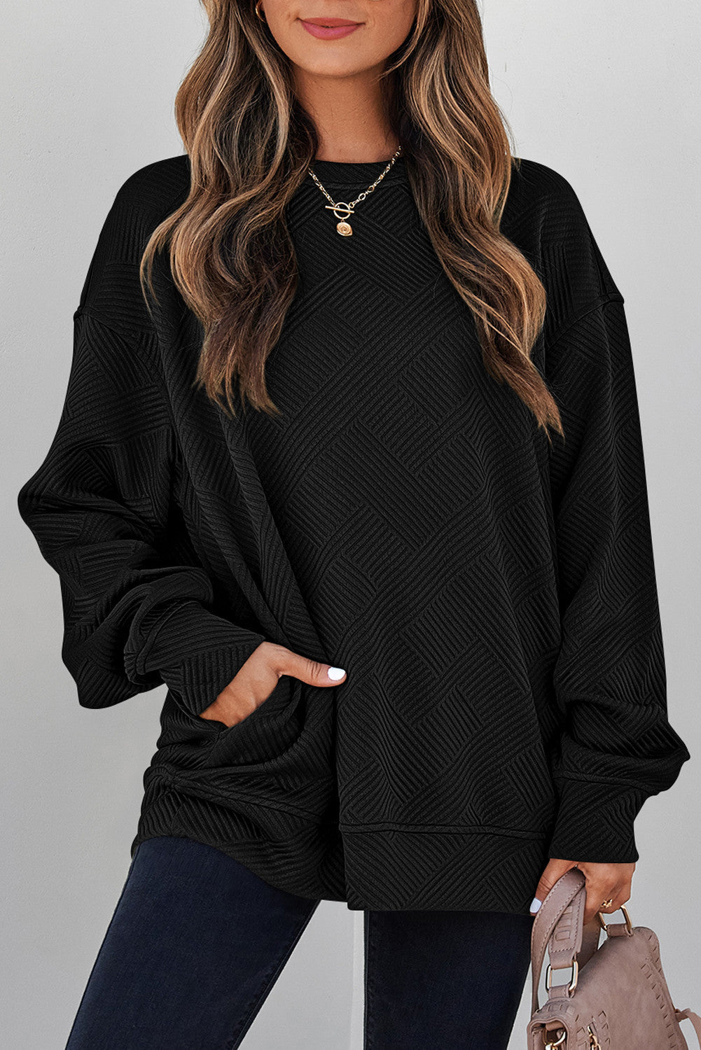 Textured Pocket Pullover