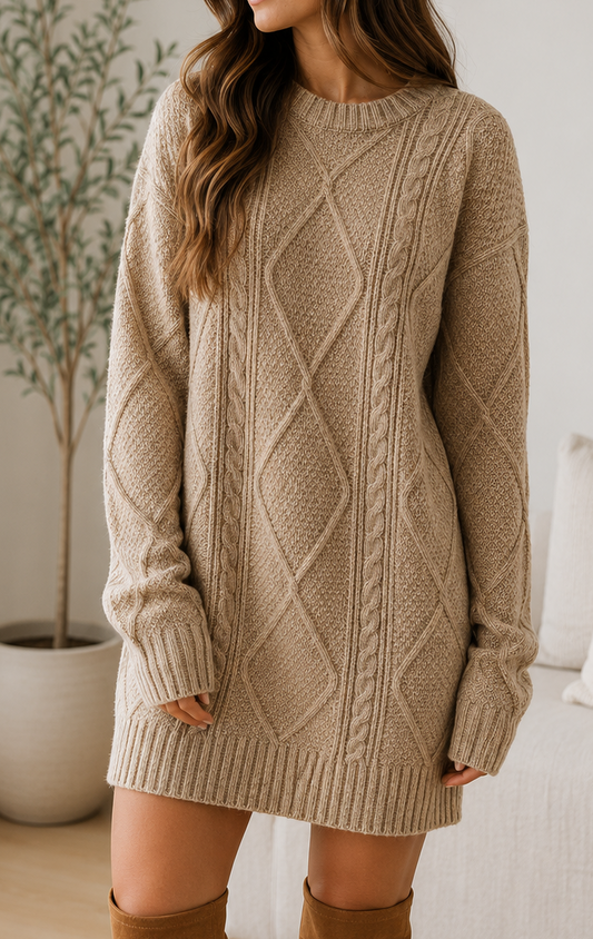 Cable Knit Sweater Dress
