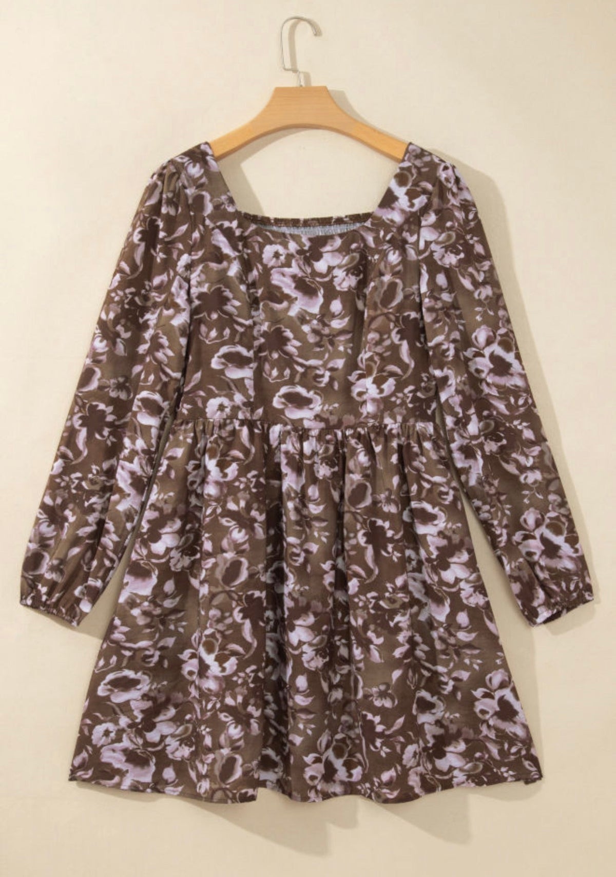 Brown Abstract Floral Dress