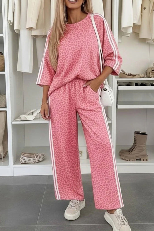 Leopard Varsity Stripe Pant Set
