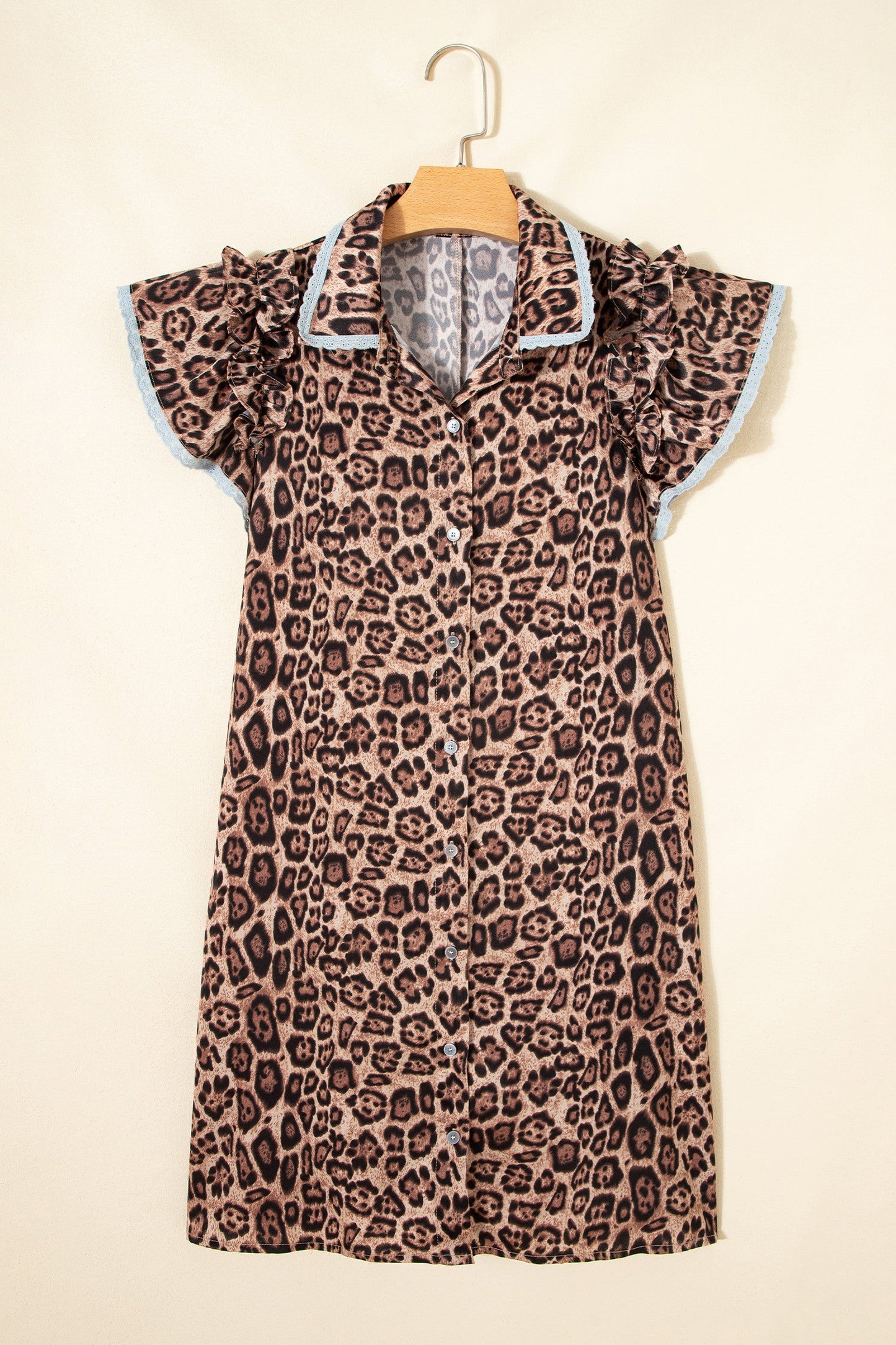 Leopard Lace Trim Loose Dress