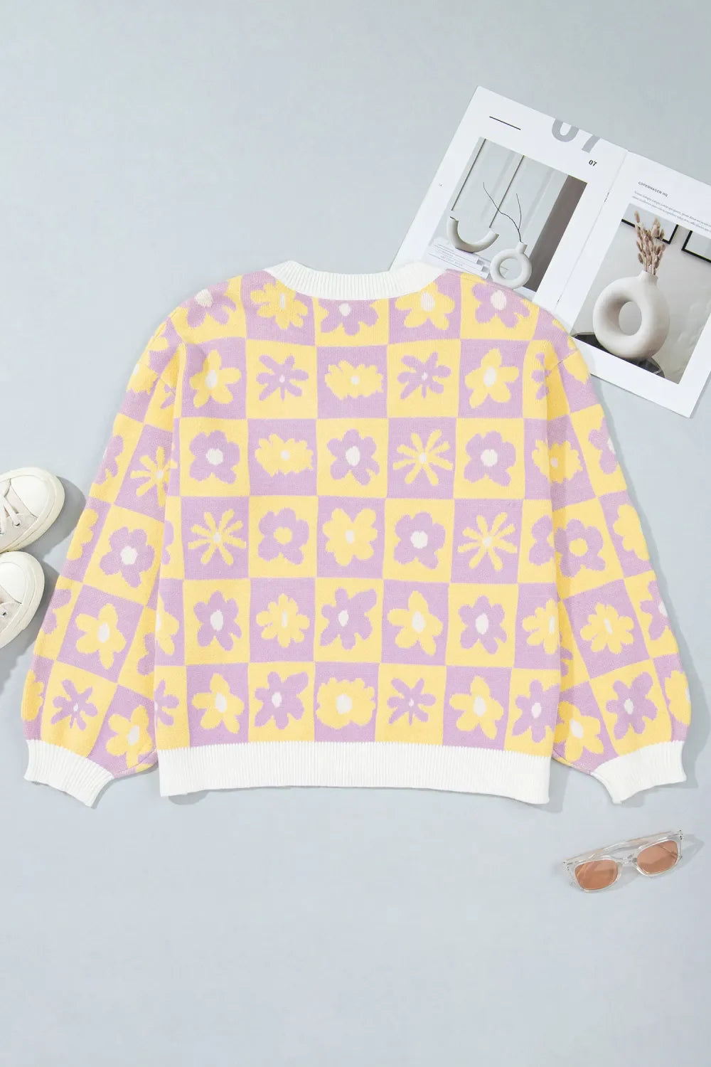 Floral Long Sleeve Plus Size Sweater