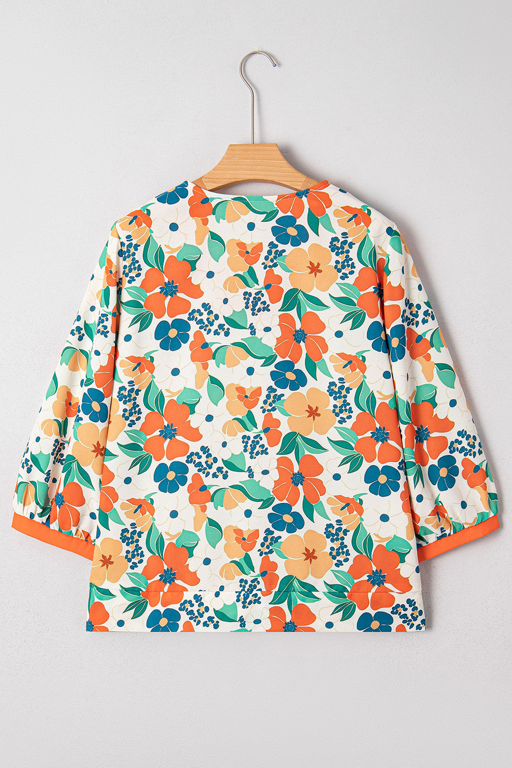 Orange Floral Frilled Blouse
