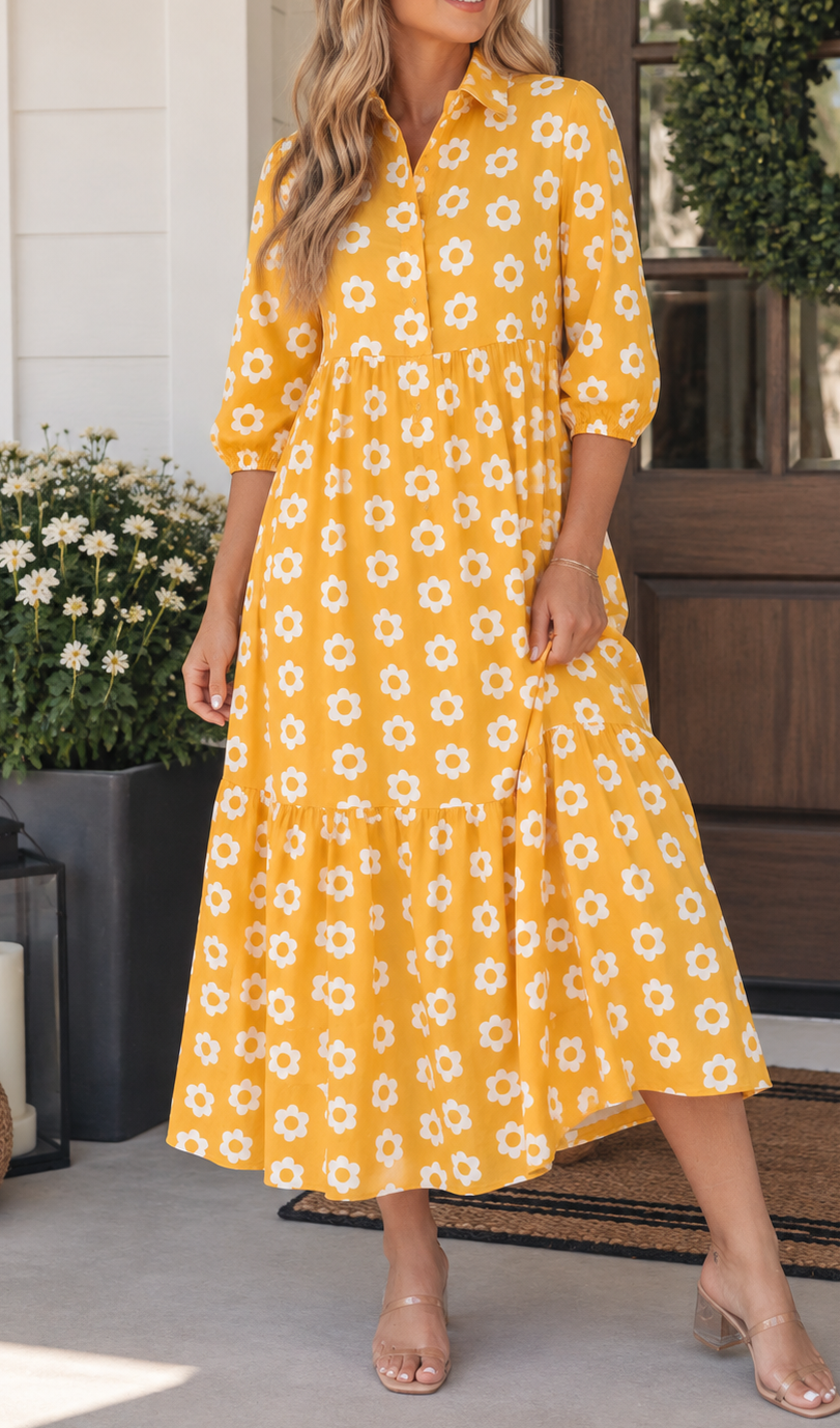 Yellow Flower Maxi Dress