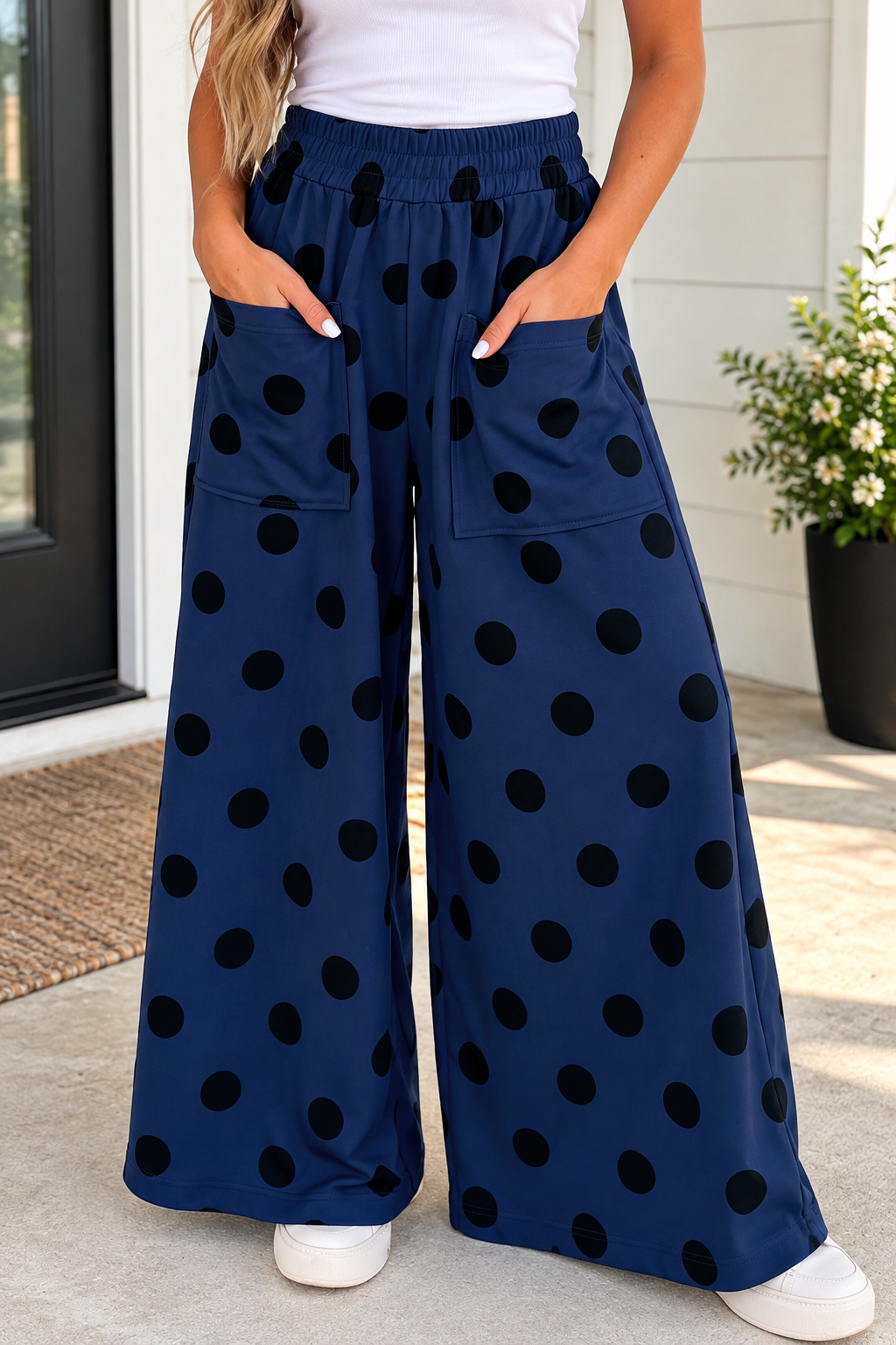 Polka Dot Elastic Pants