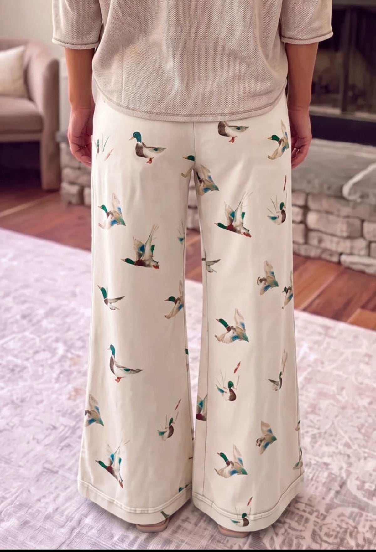 Beige Mallard Wide Leg Pants