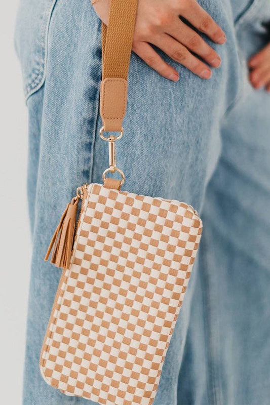 Checkered Wristlet Wallet