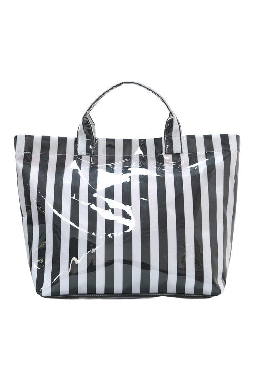Glossy Striped Large Tote Bag New RTS