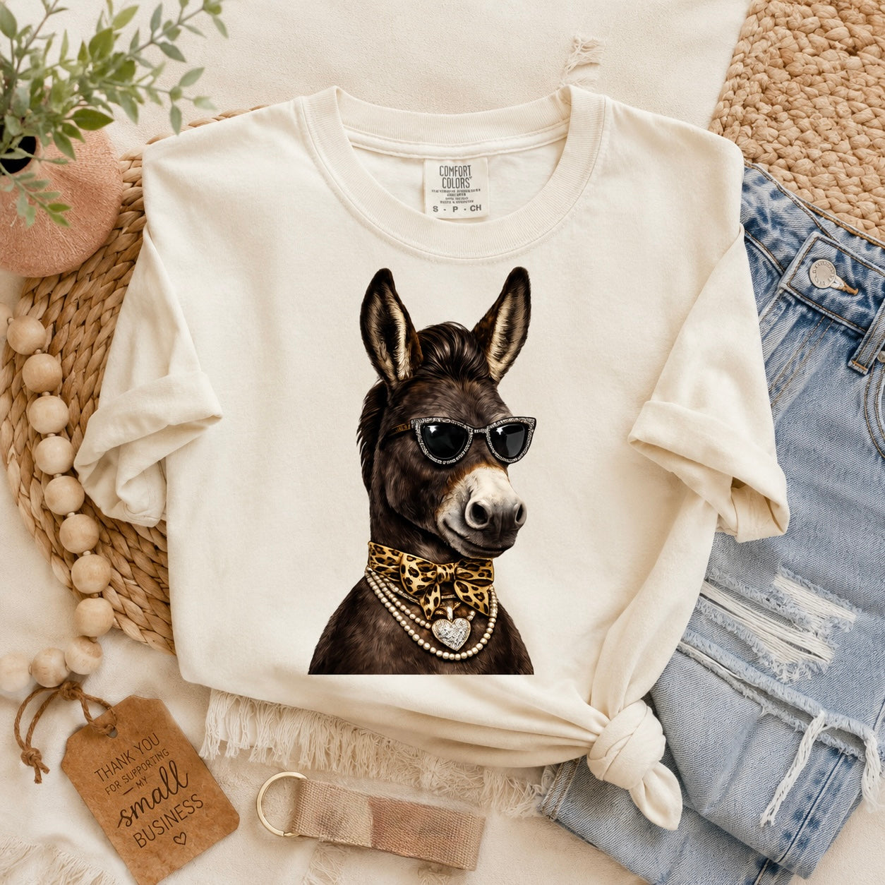Leopard Bow Rhinestone Donkey Tee.