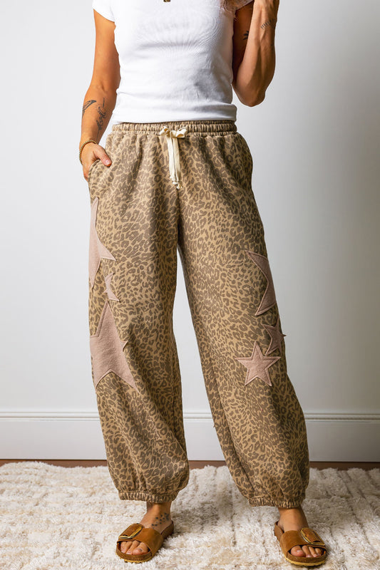 Leopard Star Patched Joggers