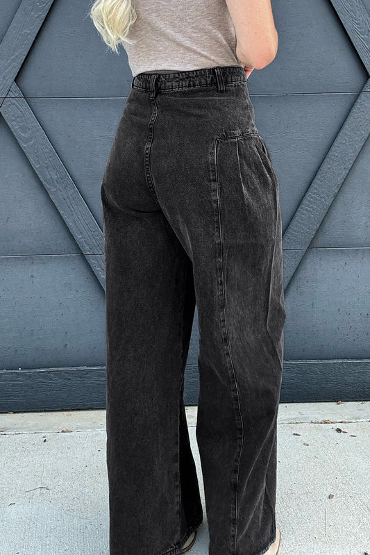 Mineral Wash Pleated Jeans