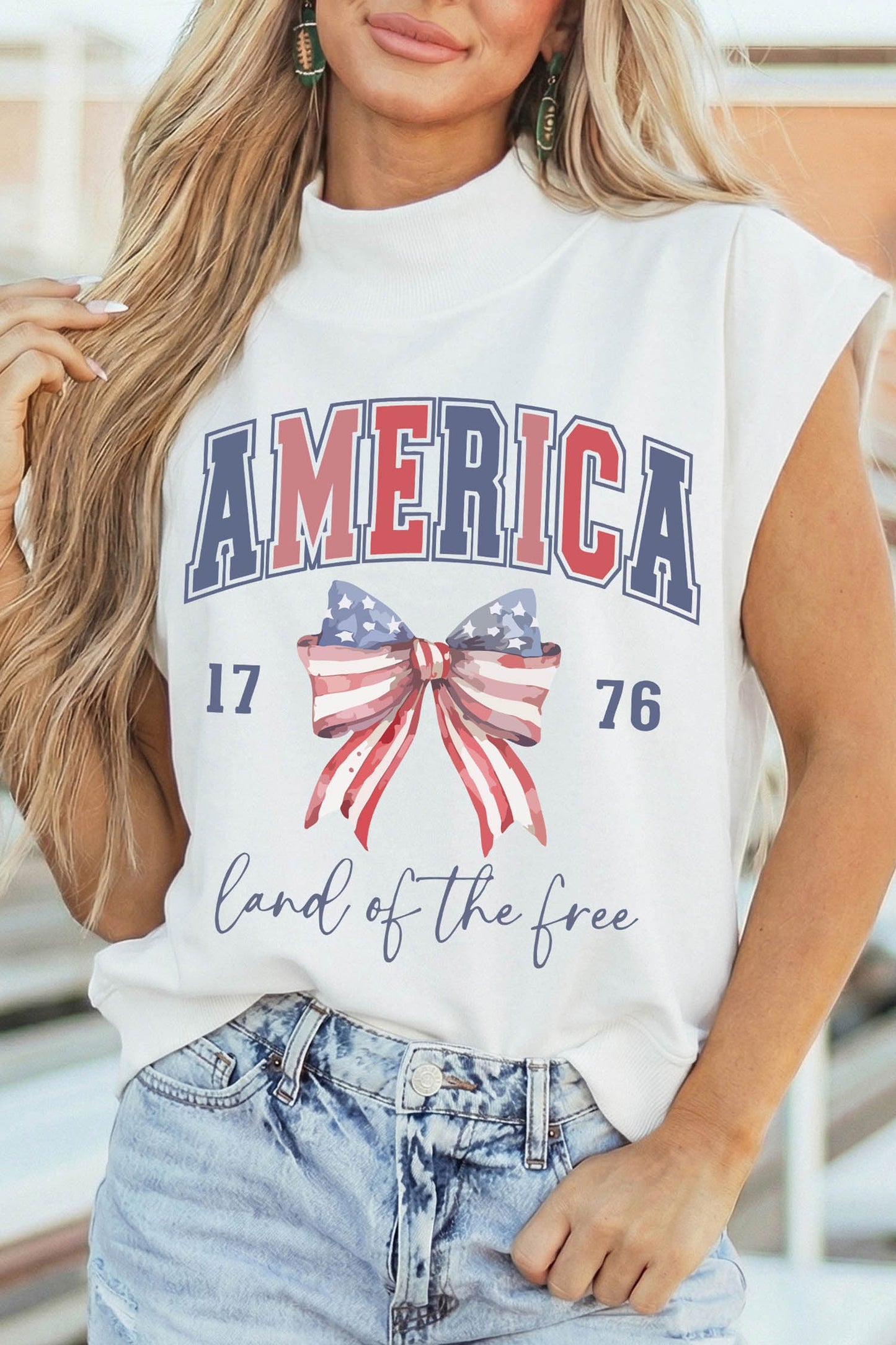 Patriotic Flag Mock Neck