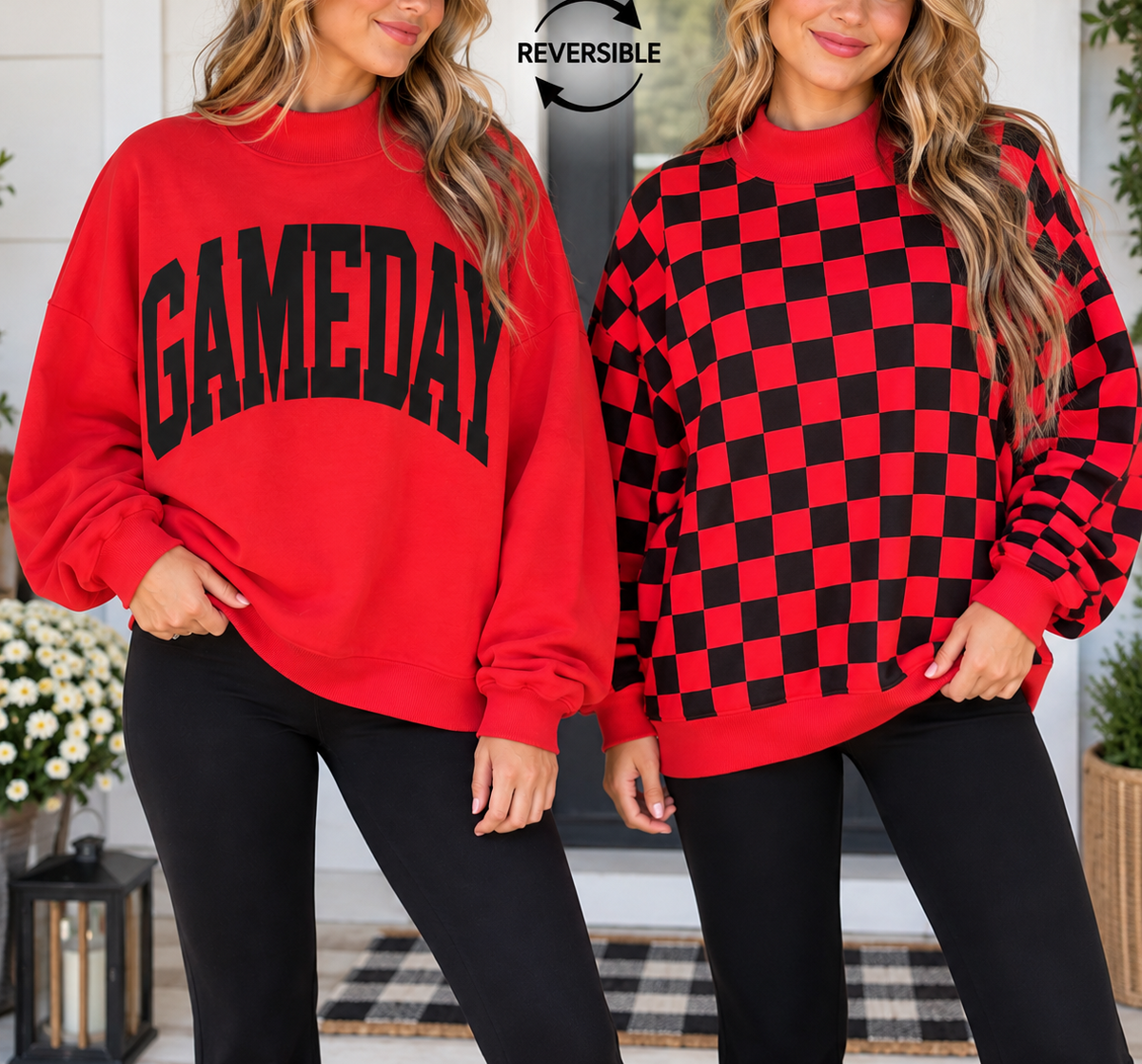 Red Checkered Reversible Gameday Sweatshirt