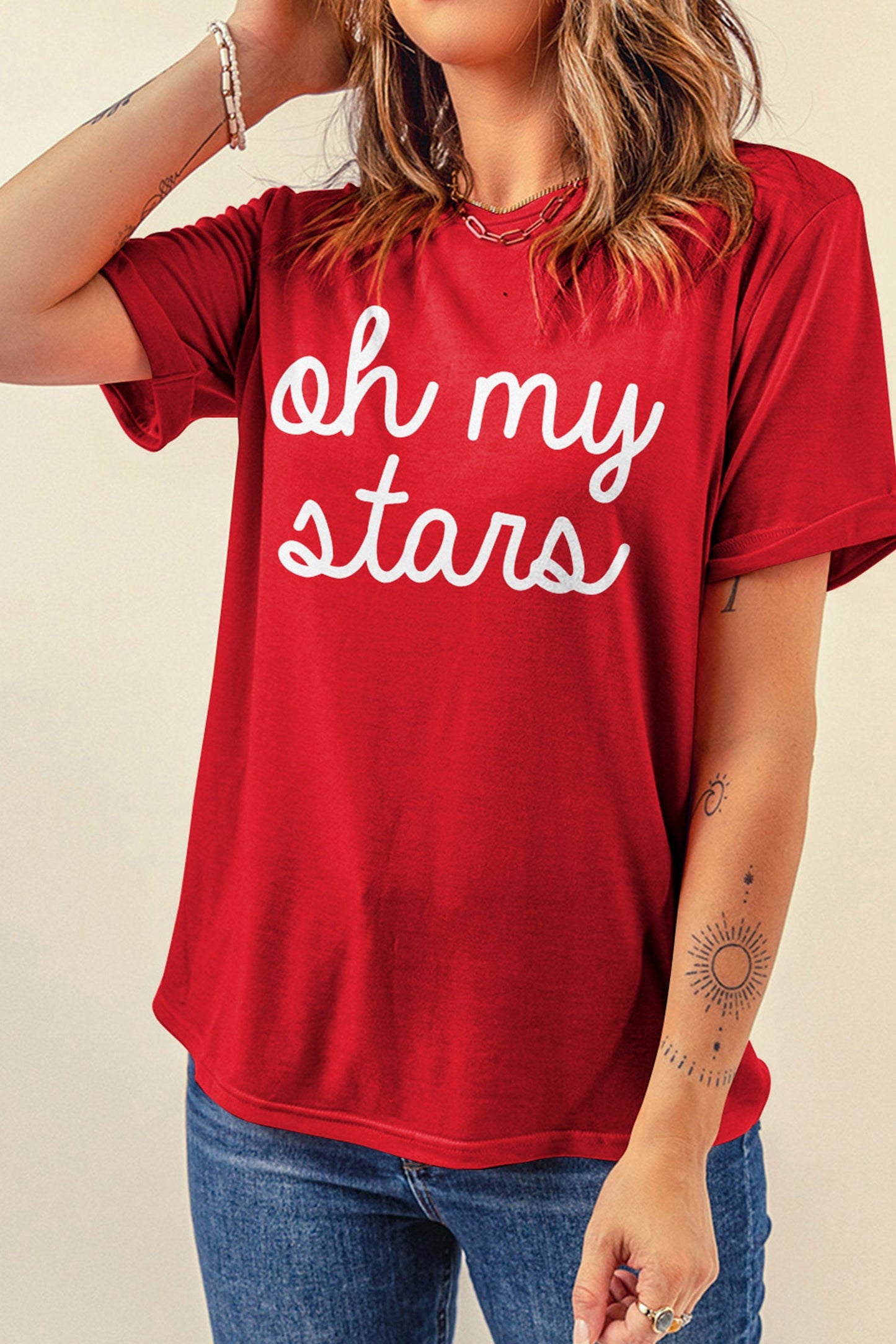 Red OH MY STARS Patriotic Shirt