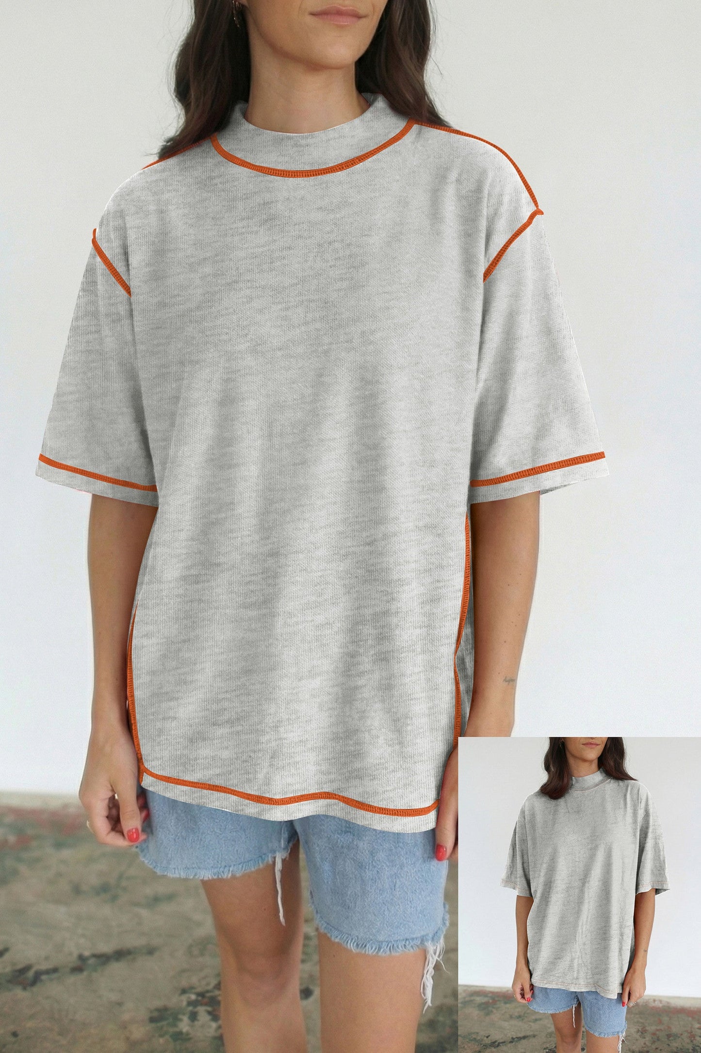 Reversible Contrast-Stitched Top