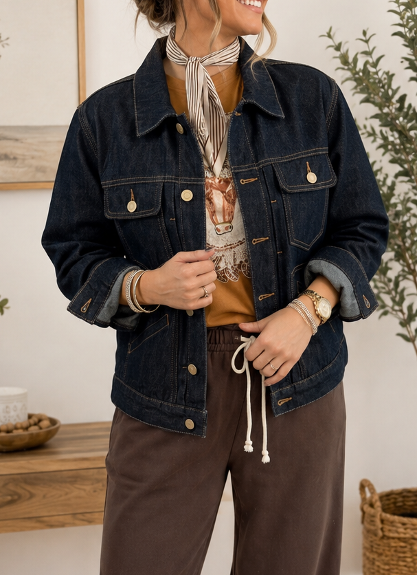 Stitched Vintage Denim Jacket