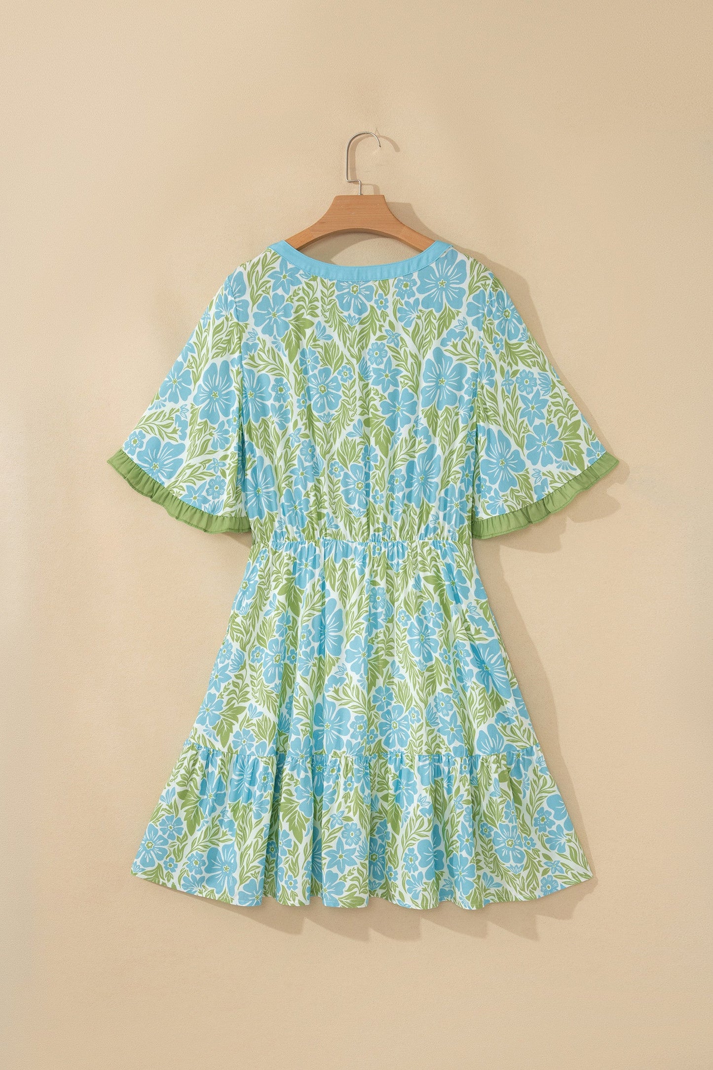 Blue Floral Ruffle Dress