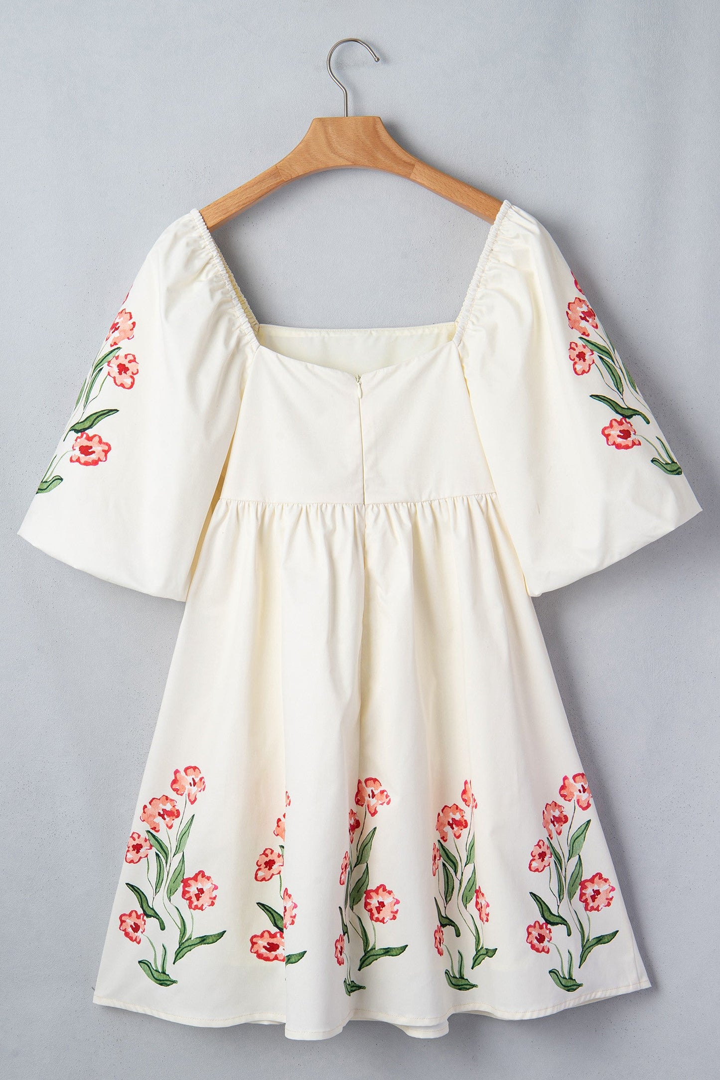 Beige Floral Babydoll Dress