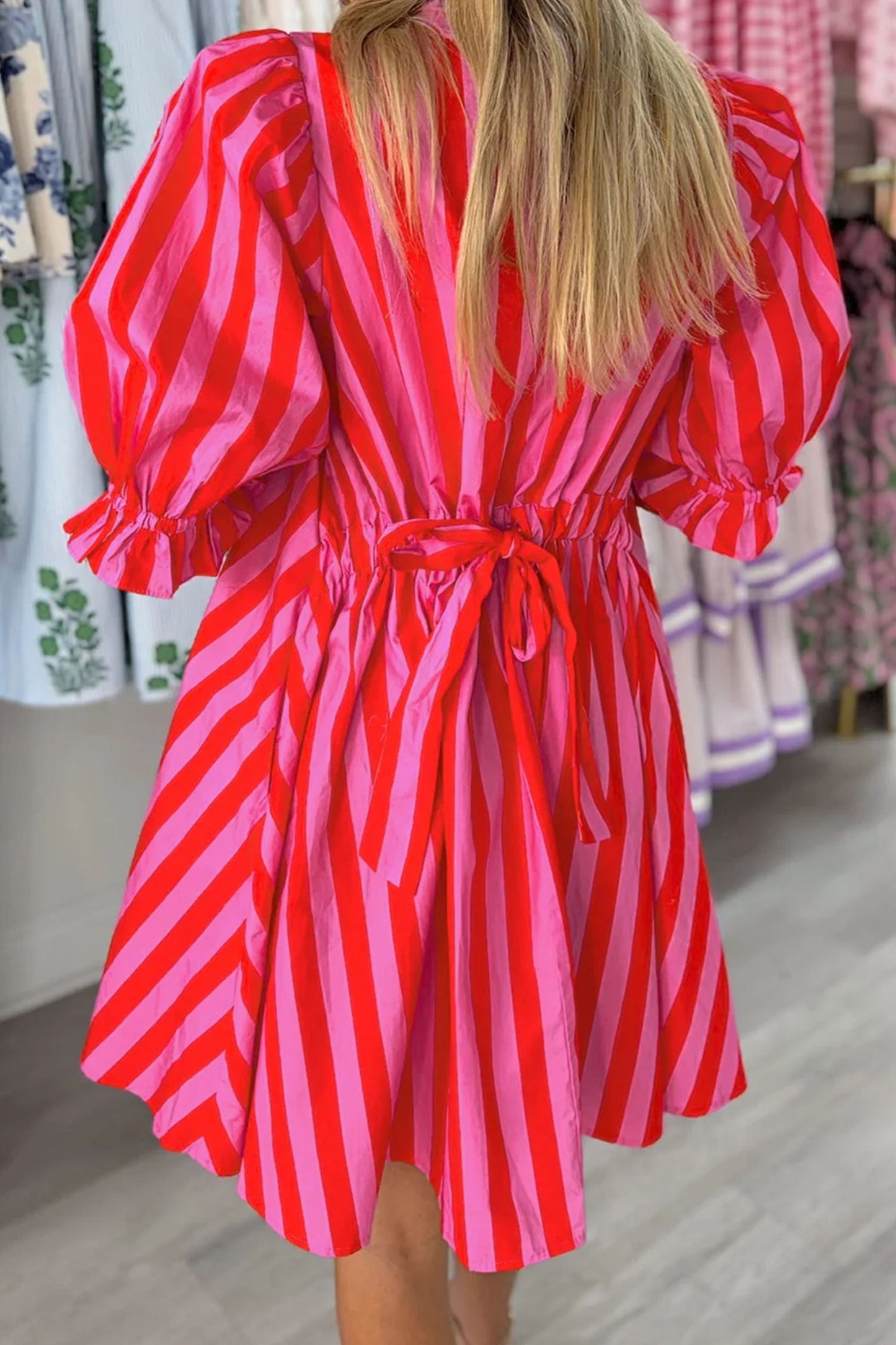Stripe Tie Back Loose Dress