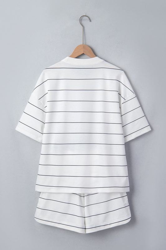 White Stripe Drawstring Set