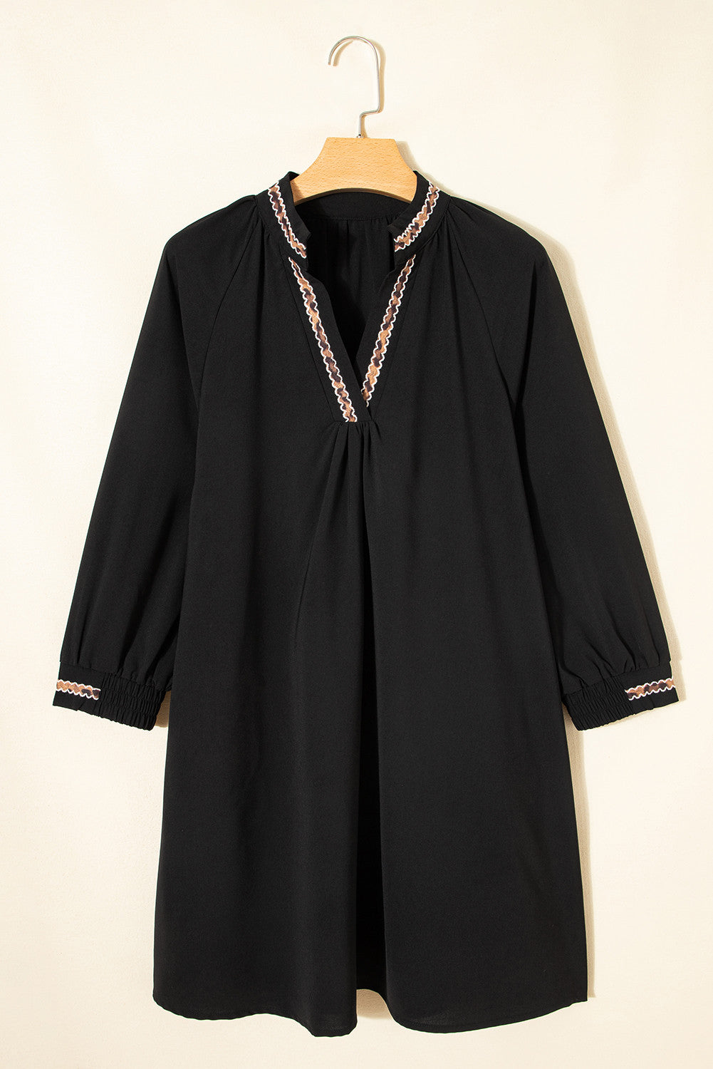 Black Contrast Trim Dress